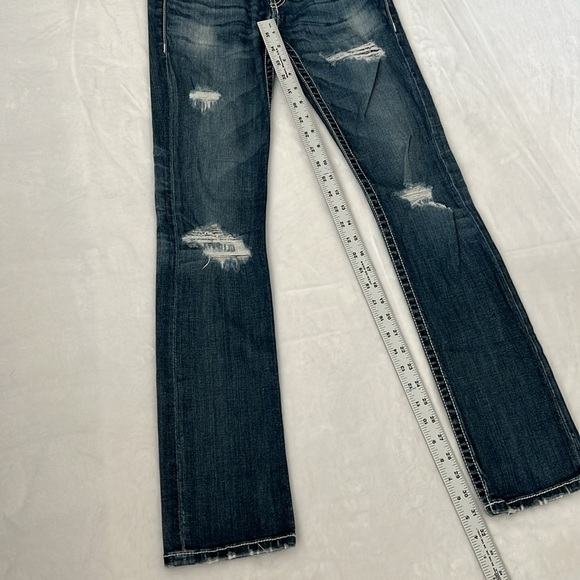 BKE Denim Stella Straight Stretch Destructed Blue Jeans Size 26 x 31.5” - Picture 4 of 10